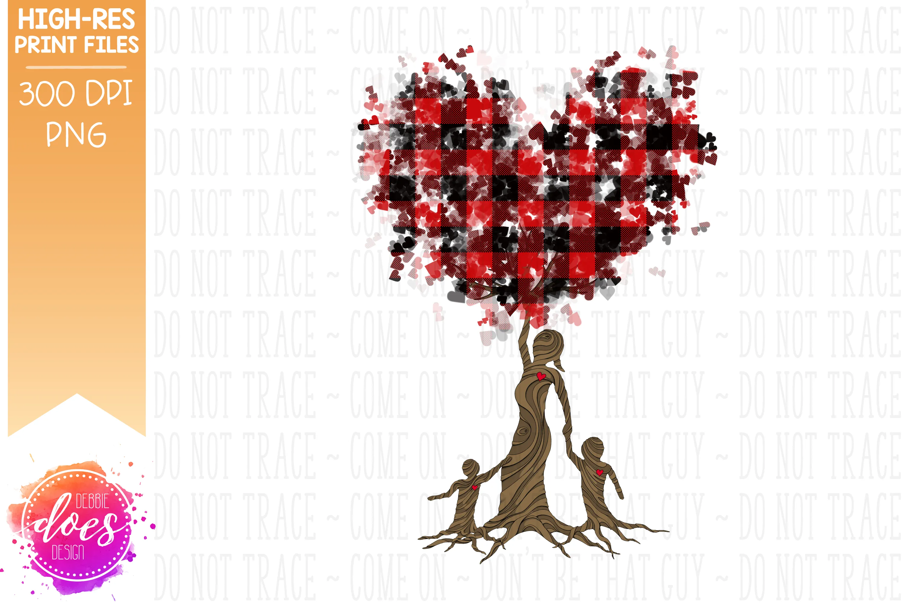 2 Boys Buffalo Plaid Tree of Love - Sublimation/Printable Design