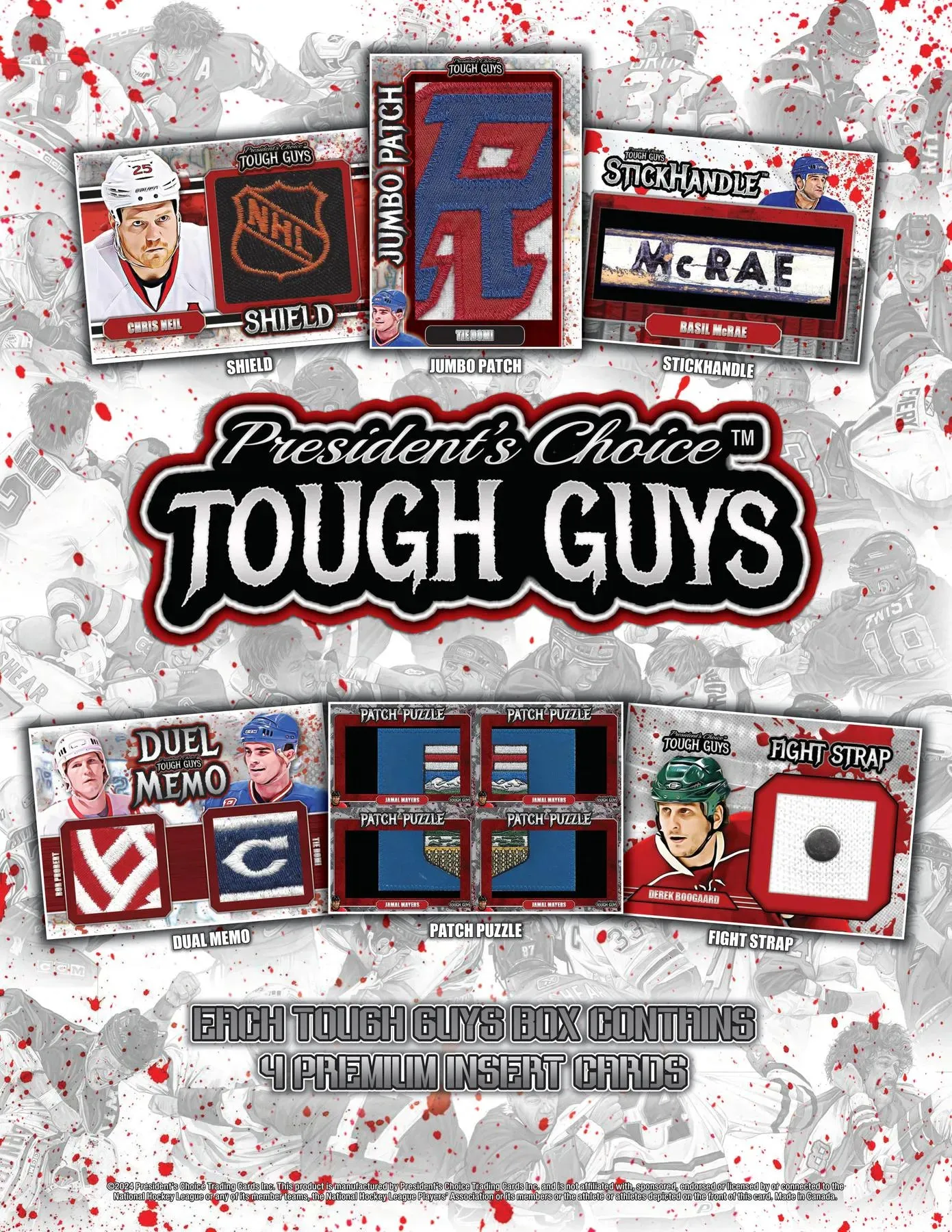 2024 President's Choice Trading Cards Tough Guys Hockey Hobby Box 4 Cards per Box