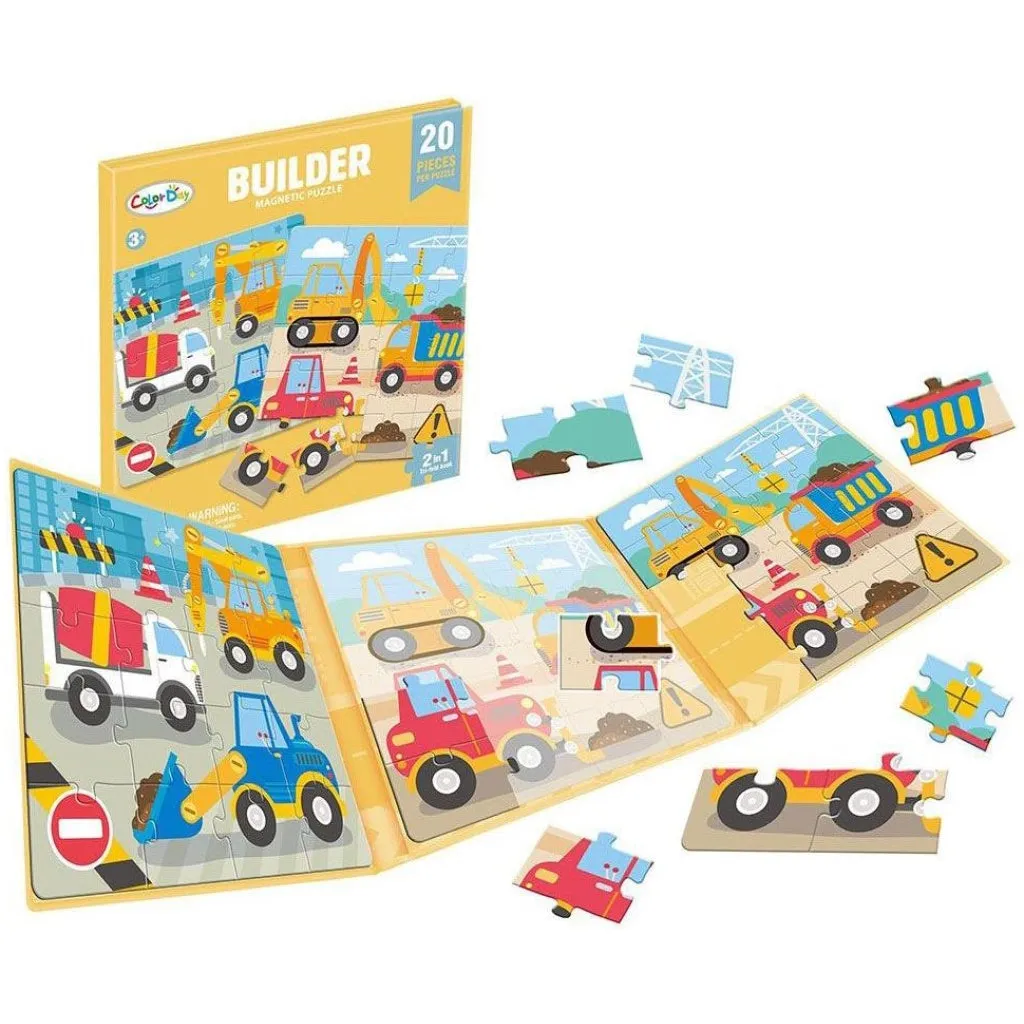 2in1 Builder Construction Magnetic Jigsaw Puzzle Book - 002