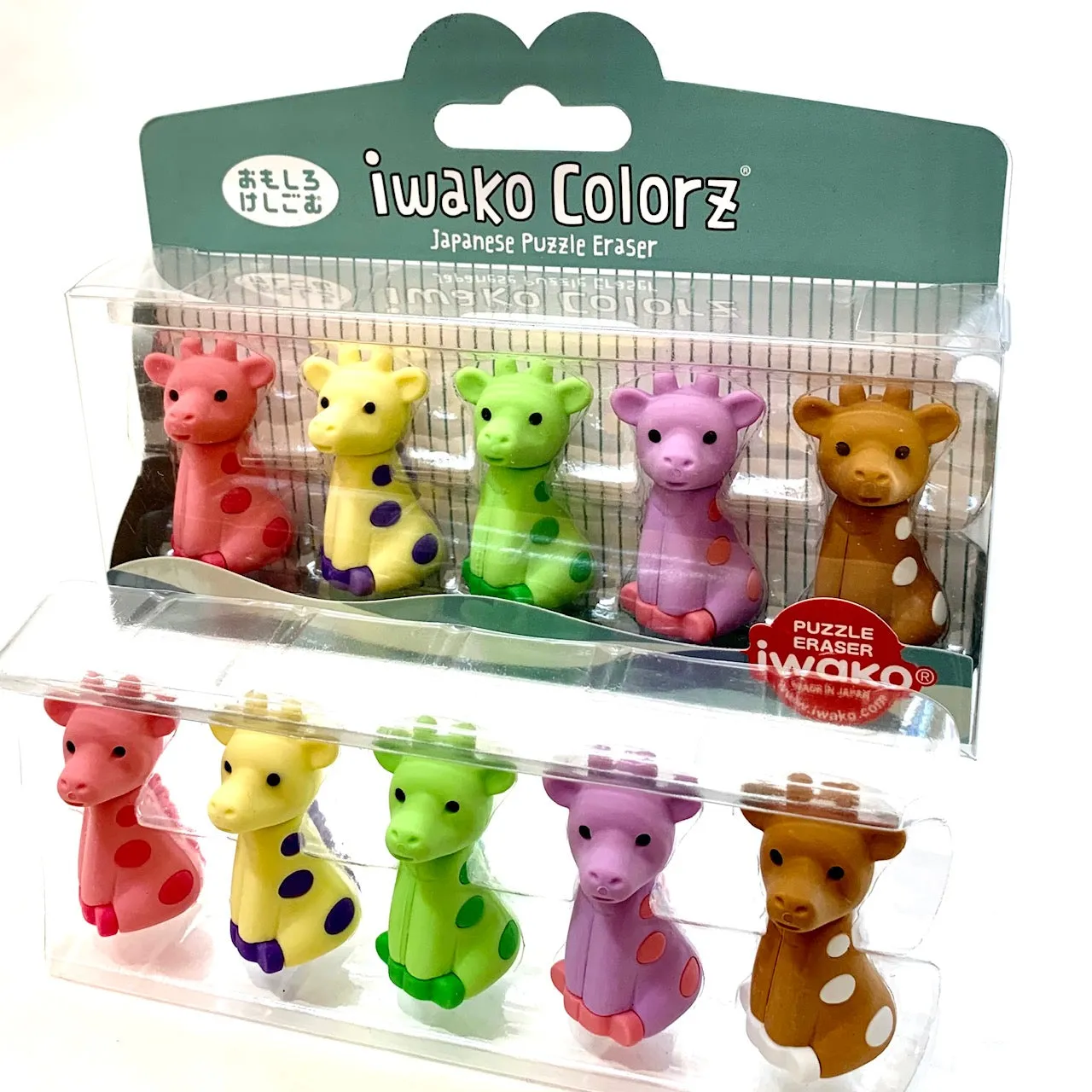 38451 IWAKO Colorz Giraffe -12 sets of 5 Erasers