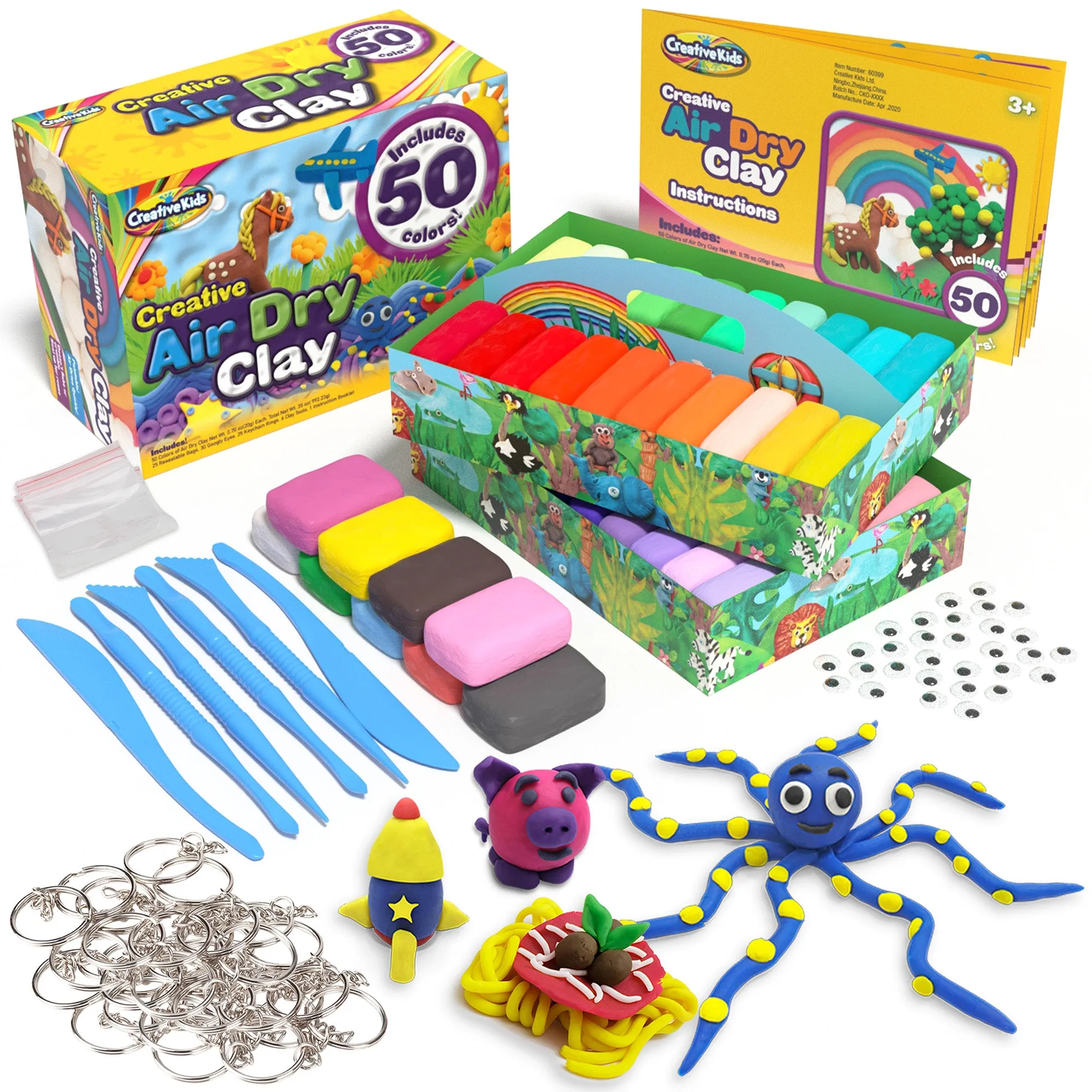 50 Pack Of Air Dry Clay Modeling Crafts Kit
