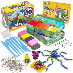 50 Pack Of Air Dry Clay Modeling Crafts Kit