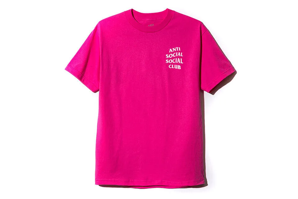 Anti Social Social Club White Logo Tee Hot Pink (AST208) Men's Size S-XL
