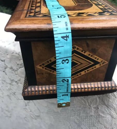Antique Hand Inlaid Wooden Cribbage Board