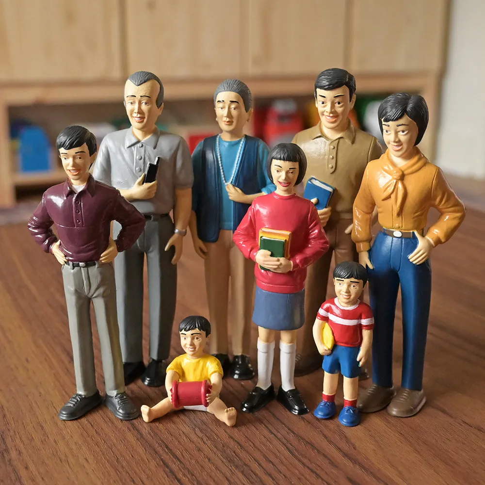 Asian Pretend Play Vinyl Family Figurines | 8 Piece Set
