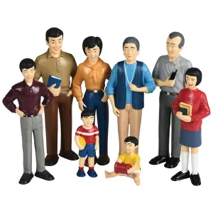 Asian Pretend Play Vinyl Family Figurines | 8 Piece Set