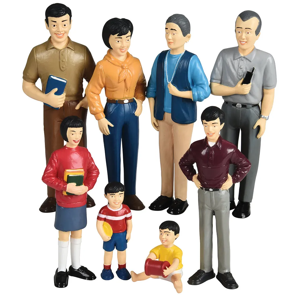 Asian Pretend Play Vinyl Family Figurines | 8 Piece Set