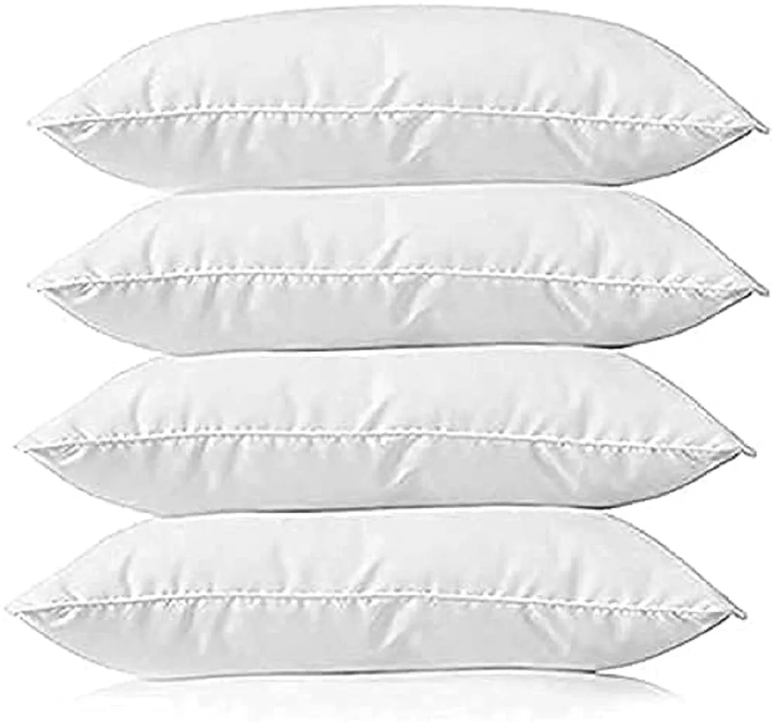 ATOOTFUSION Microfiber Soft Fluffy Fiber Sleeping Pillow in Line Stripe White Fabric - 26" x 16" / 66 x 41 cm, White, Pack of 4