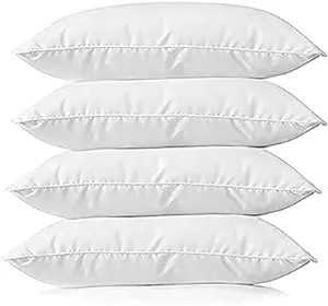 ATOOTFUSION Microfiber Soft Fluffy Fiber Sleeping Pillow in Line Stripe White Fabric - 26" x 16" / 66 x 41 cm, White, Pack of 4