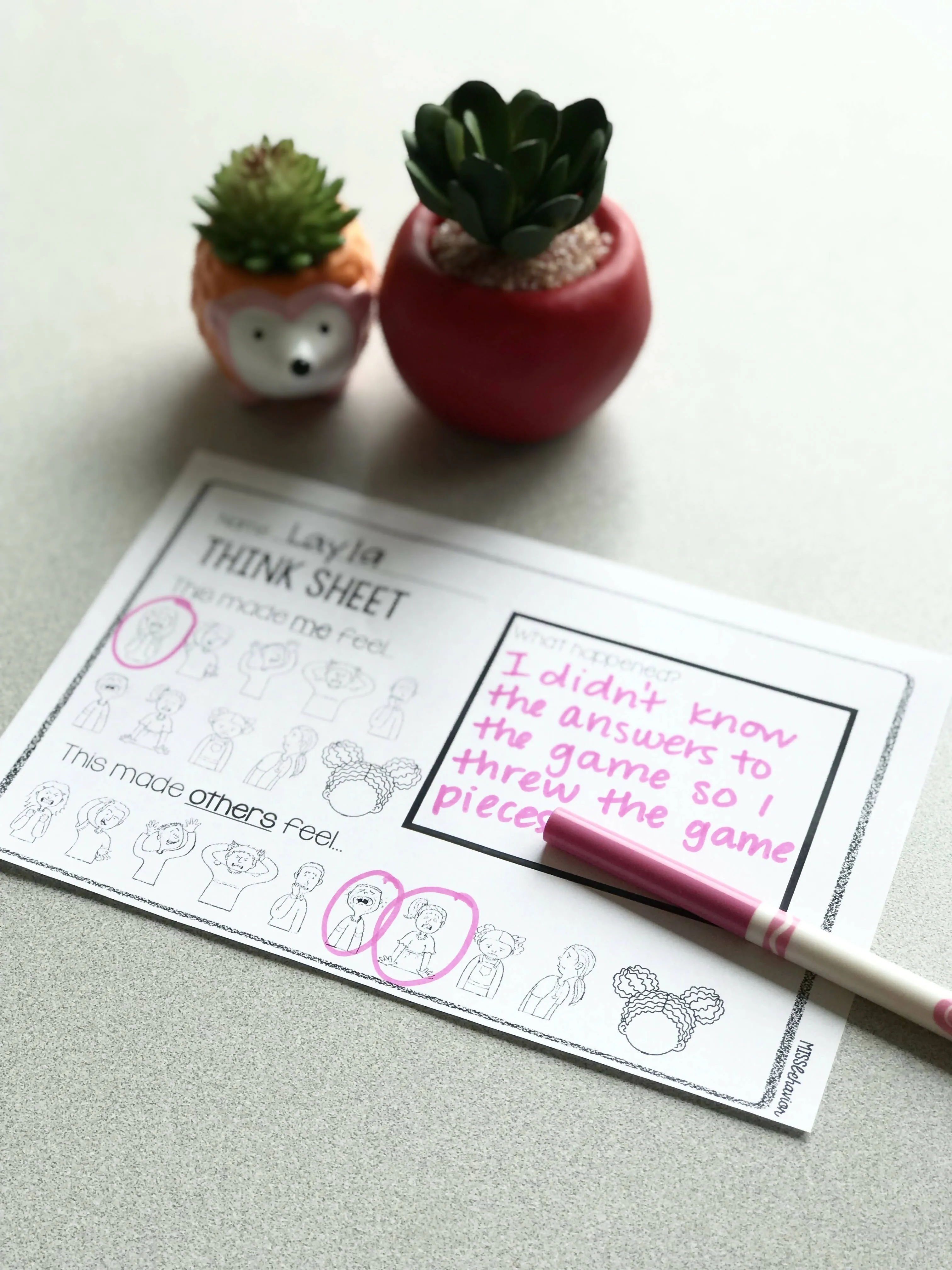 Behavior Reflection Think Sheets | Printable Classroom Resource | Miss Behavior