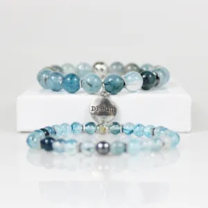 Blue Rutilated Quartz Bead Bracelet Set
