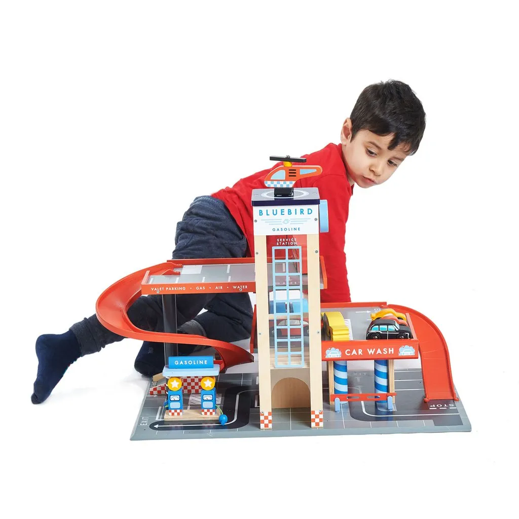 Bluebird Wooden Toy Garage & Cars Set