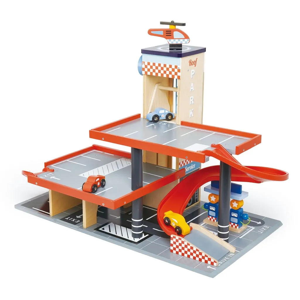 Bluebird Wooden Toy Garage & Cars Set