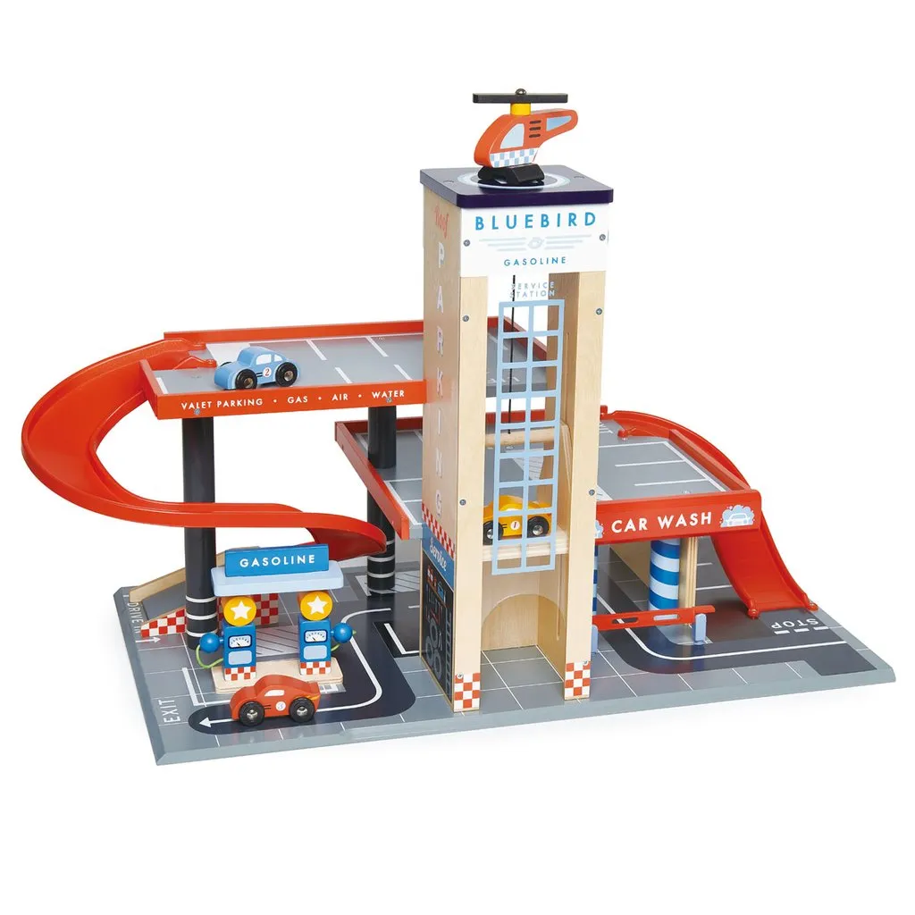 Bluebird Wooden Toy Garage & Cars Set