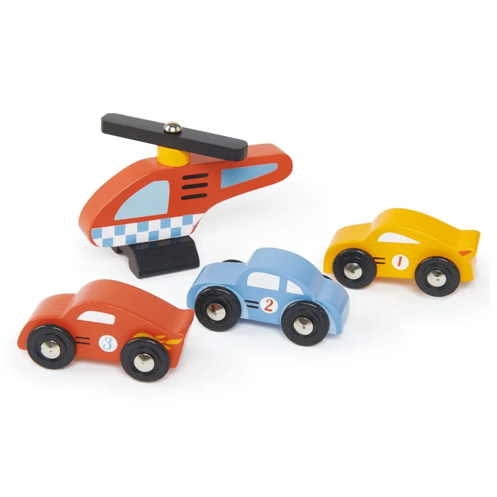Bluebird Wooden Toy Garage & Cars Set