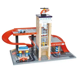 Bluebird Wooden Toy Garage & Cars Set