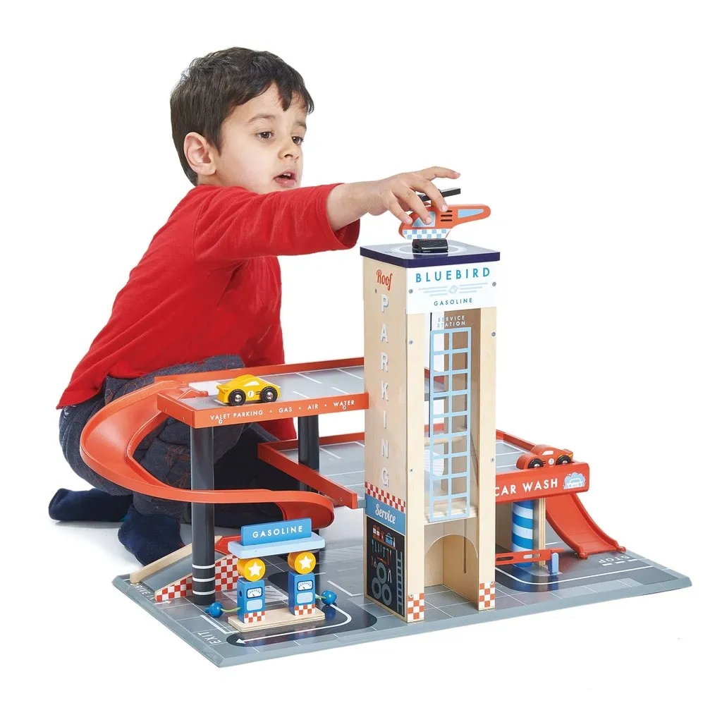 Bluebird Wooden Toy Garage & Cars Set