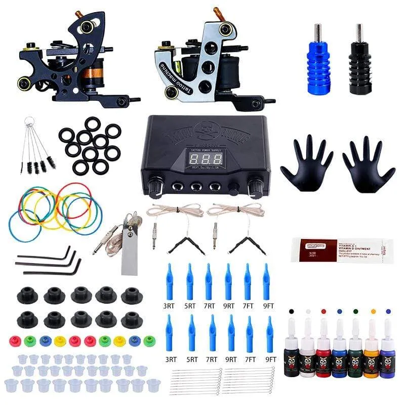 Complete Tattoo Kit Coil Tattoo Machine Set Power Supply Needles Professional Tattoo Machine Kit for Beginner Starter