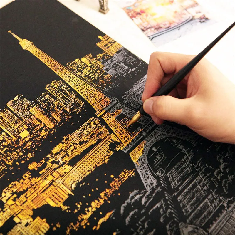 Creative DIY Scratch Bright City Night View Drawing-Florence