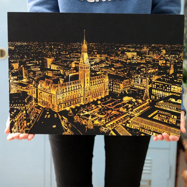 Creative DIY Scratch Bright City Night View Drawing-Paris
