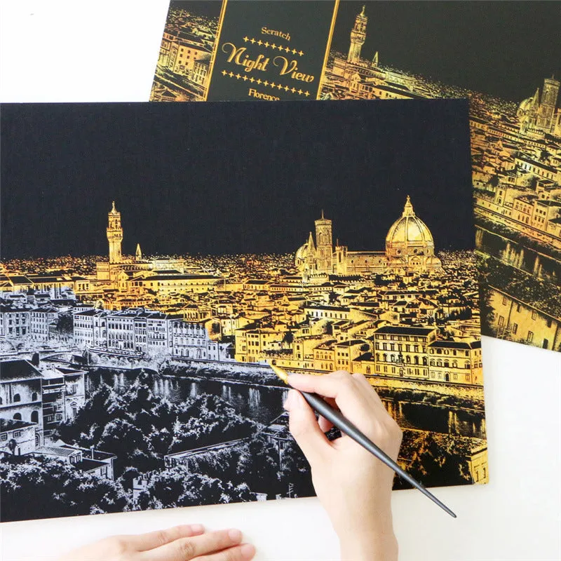 Creative DIY Scratch Bright City Night View Drawing-Paris