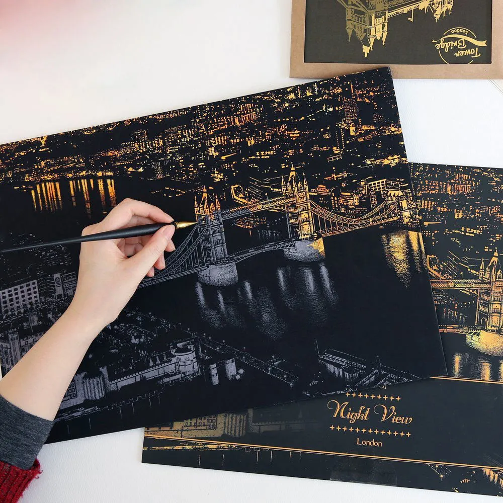 Creative DIY Scratch Bright City Night View Drawing-Paris