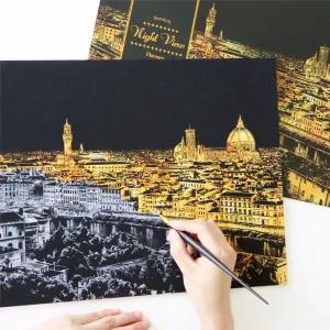 Creative DIY Scratch Bright City Night View Drawing-Paris