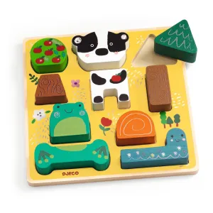 Djeco Puzz & Match 3D Wooden Puzzle – Happy