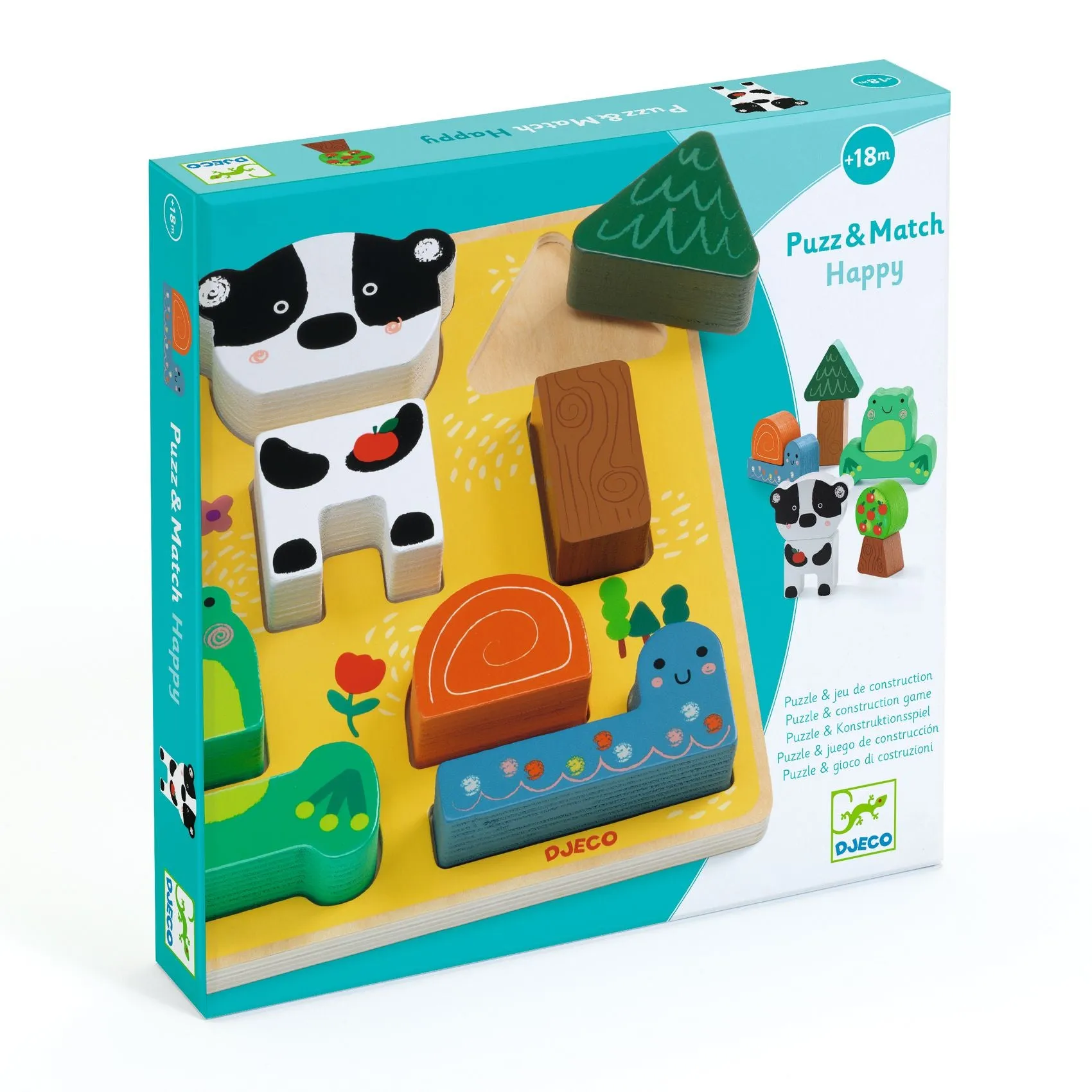 Djeco Puzz & Match 3D Wooden Puzzle – Happy