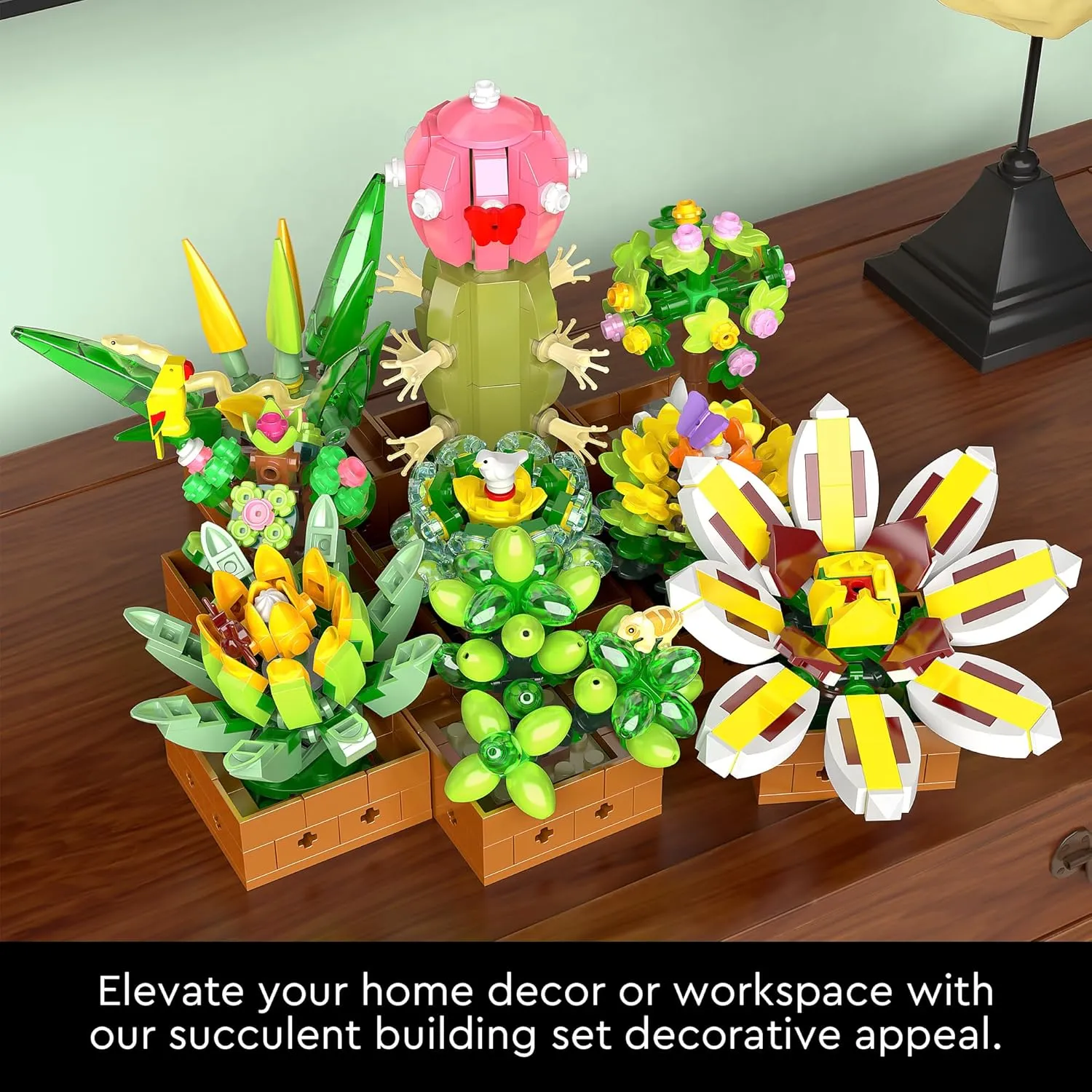 Flower Botanical Bonsai Building Set, Succulent Building Toys Block - 9 Pack, for Home Decor, Valentine's Day, Mother's Day, Christmas for Adults and Kids - 913pcs