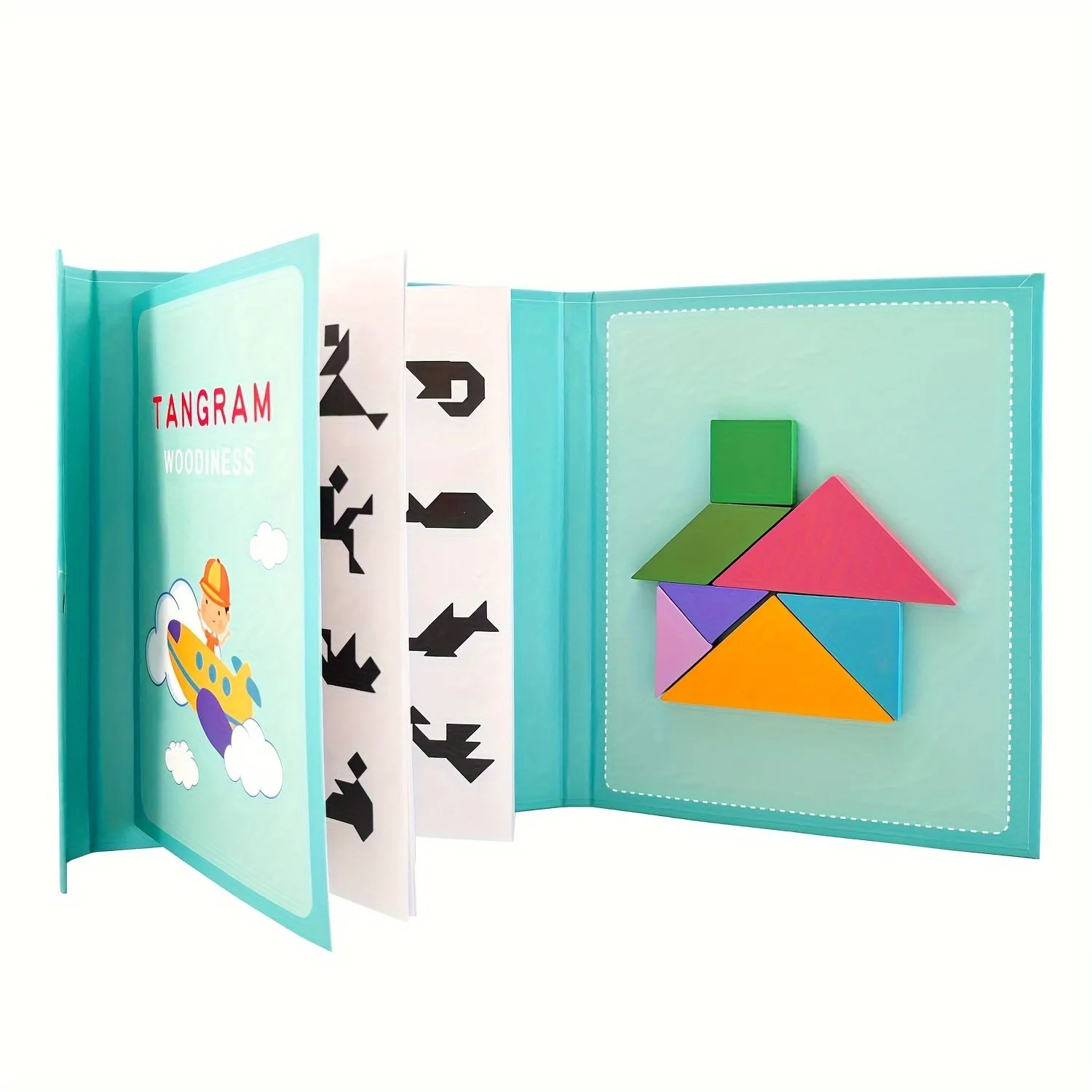 Fun 3D Wooden Tangram Puzzle Book for Kids Learning Boost