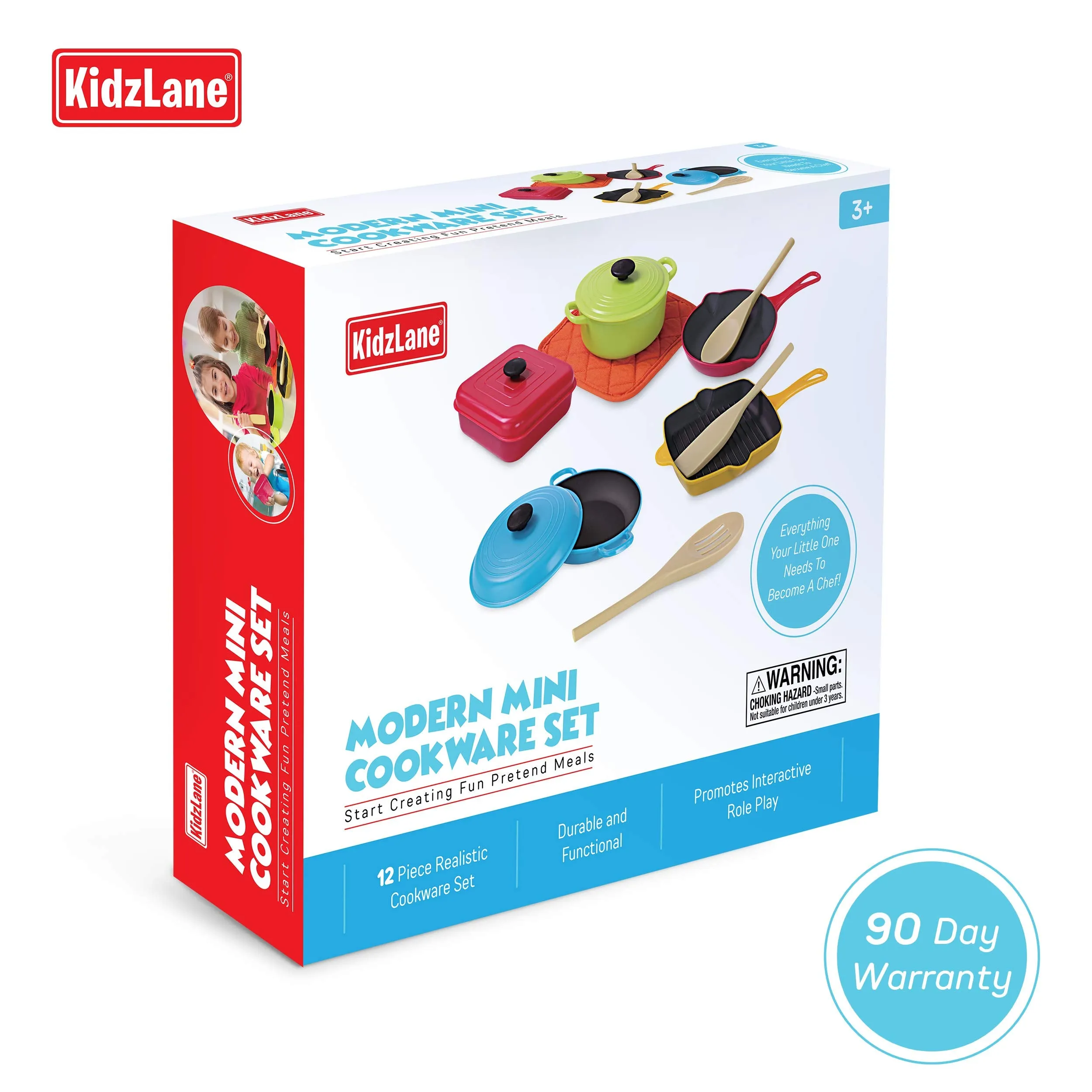 Kidzlane Kids Play Pots and Pans for Toddlers | Durable Mini Cooking Set Toy, BPA Free