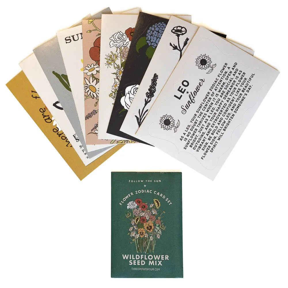 LEO (JULY 23 - AUG 22) FLOWER ZODIAC STICKER CARD SET