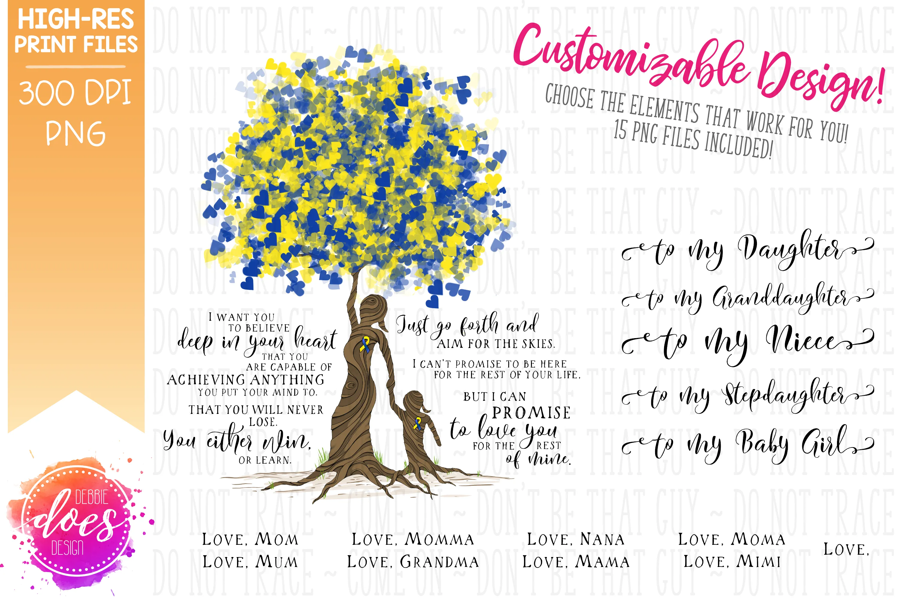 Love You for the Rest of Mine Down Syndrome Tree - Customizable Girl Kit - Sublimation/Printable Design