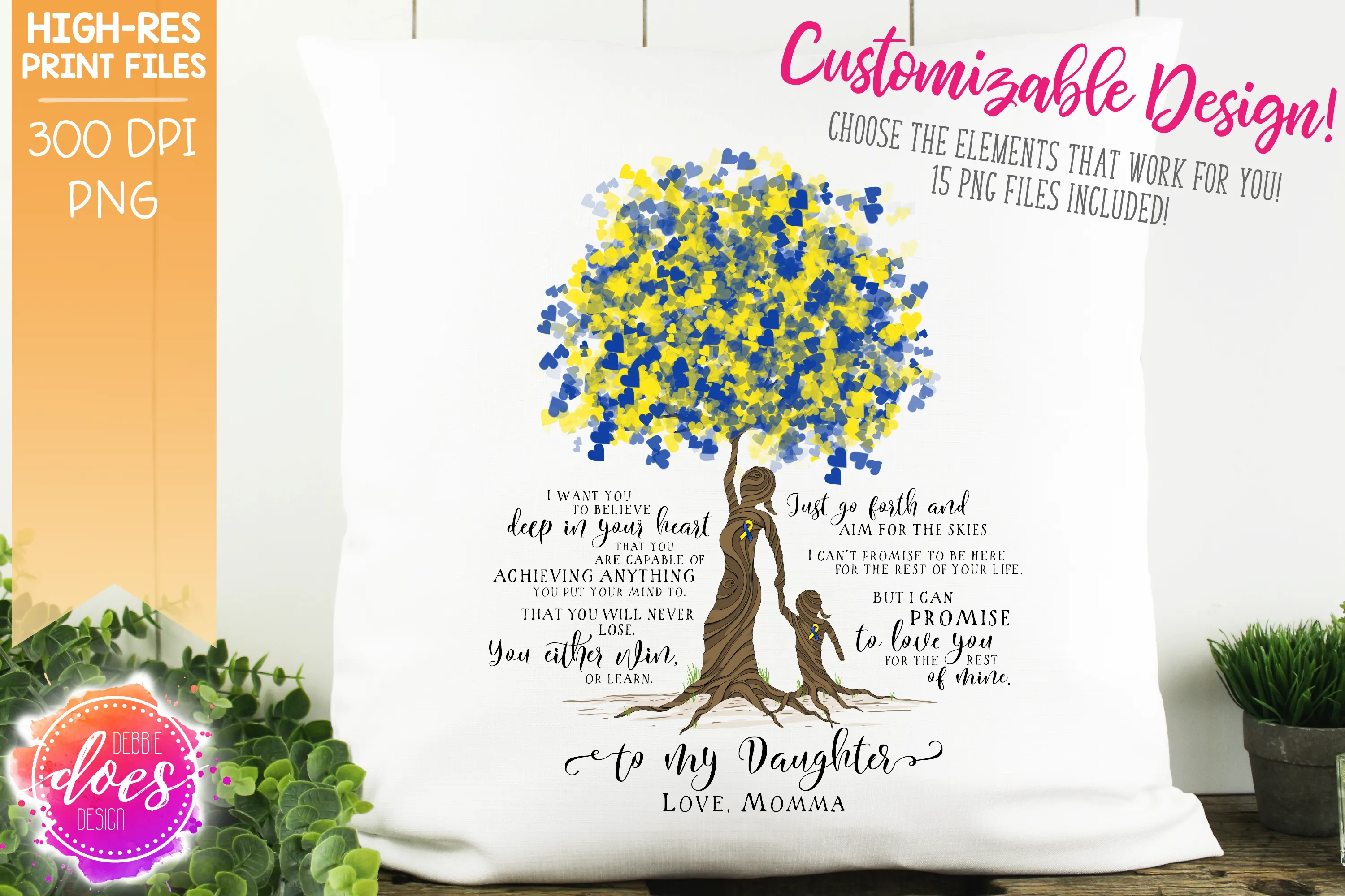 Love You for the Rest of Mine Down Syndrome Tree - Customizable Girl Kit - Sublimation/Printable Design