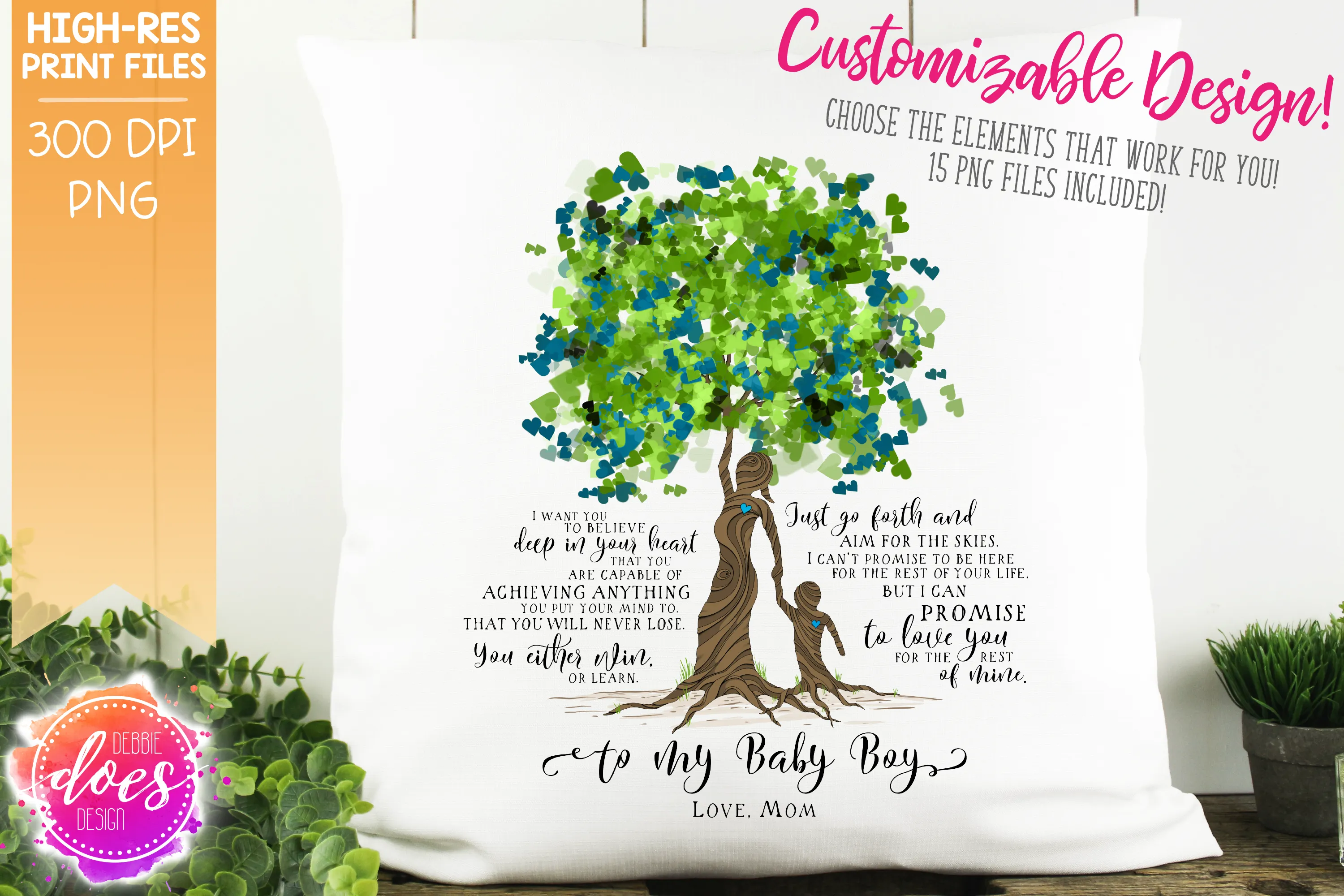Love You for the Rest of Mine Heart Scatter Tree - Customizable Boy Kit - Sublimation/Printable Design