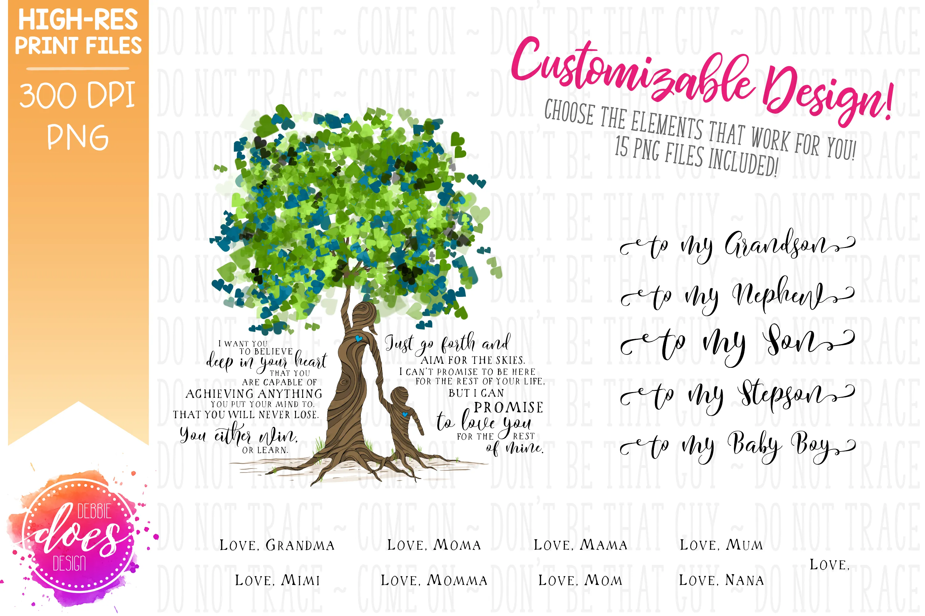 Love You for the Rest of Mine Heart Scatter Tree - Customizable Boy Kit - Sublimation/Printable Design