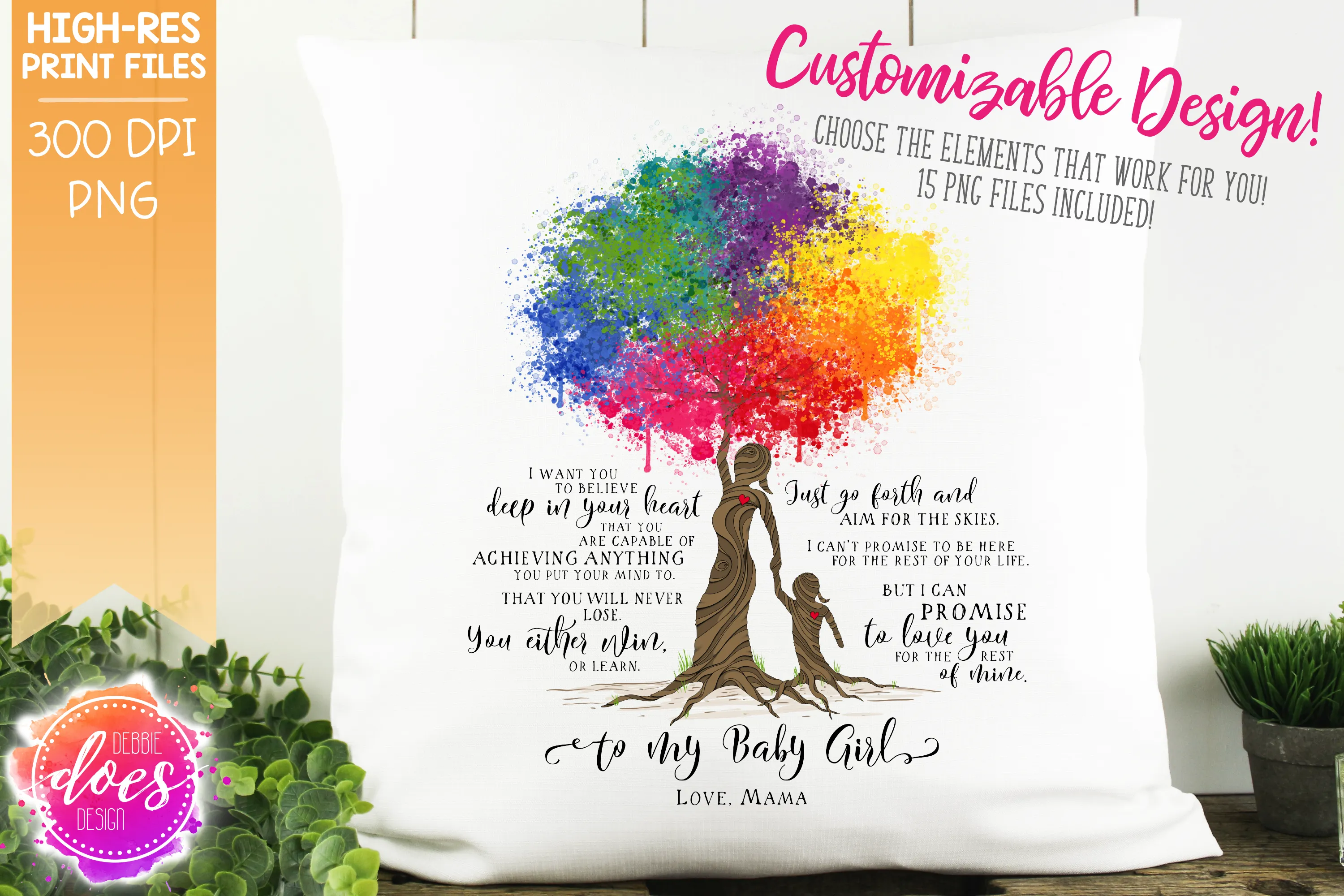 Love You for the Rest of Mine Paint Splatter Tree - Customizable Girl Kit - Sublimation/Printable Design