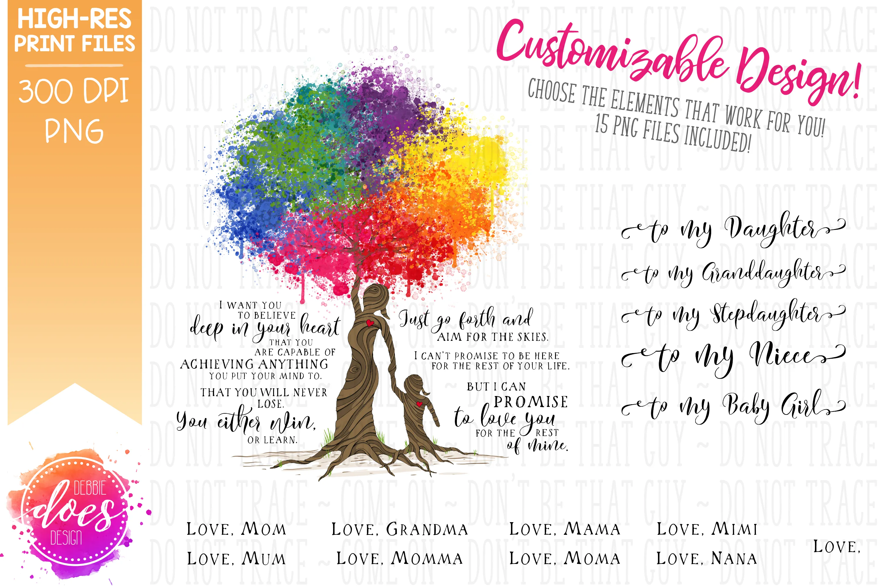 Love You for the Rest of Mine Paint Splatter Tree - Customizable Girl Kit - Sublimation/Printable Design