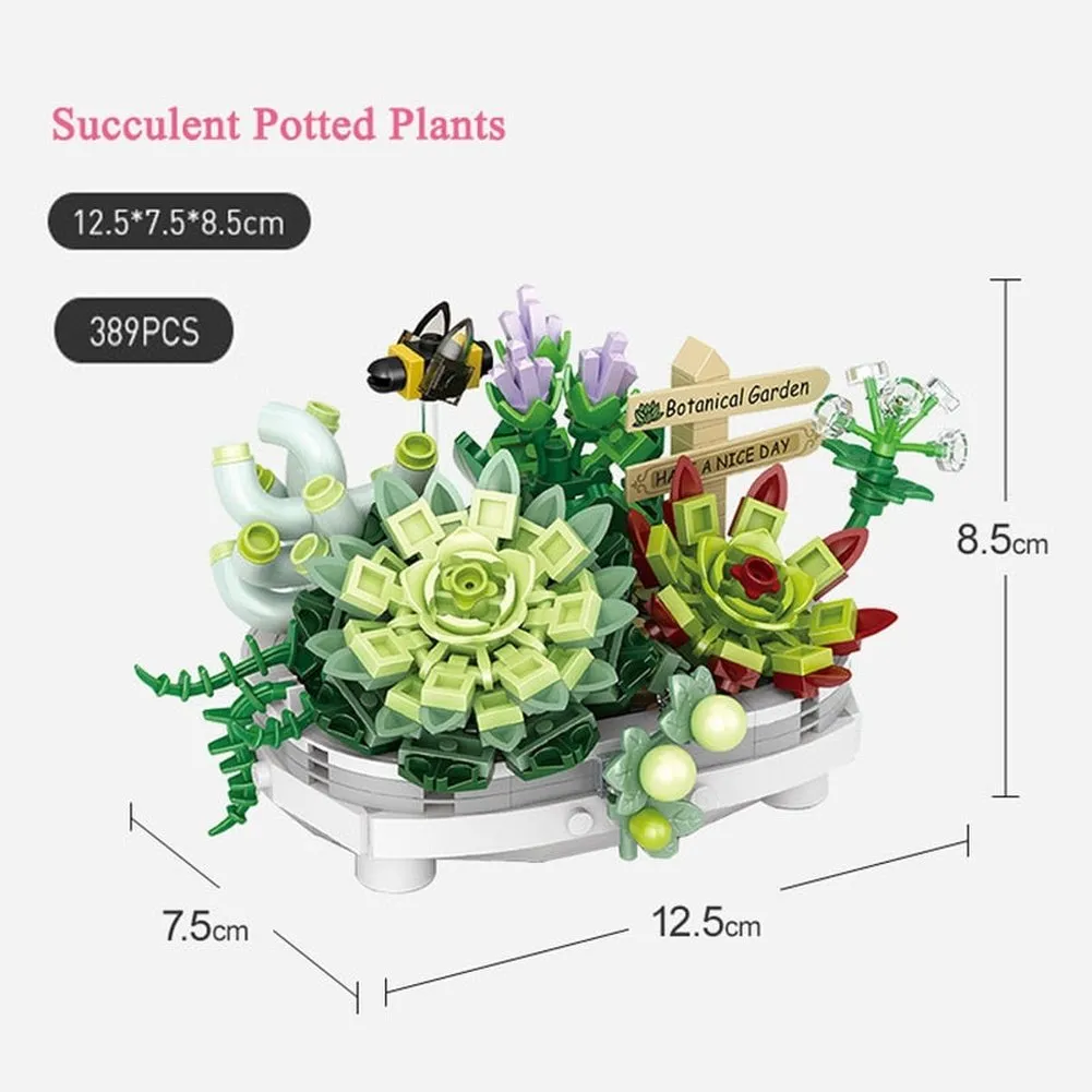 MOC NON  Building Blocks Bouquet 3D Flower Model &#39;s DIY Interactive Toys Home Decoration Plant Potted Plants for Kids Toy