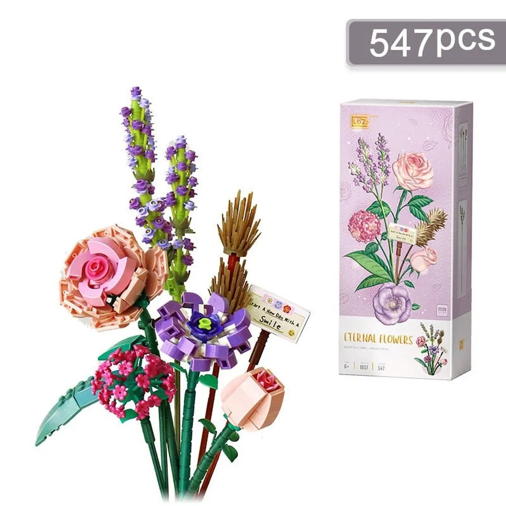 MOC NON  Building Blocks Bouquet 3D Flower Model &#39;s DIY Interactive Toys Home Decoration Plant Potted Plants for Kids Toy