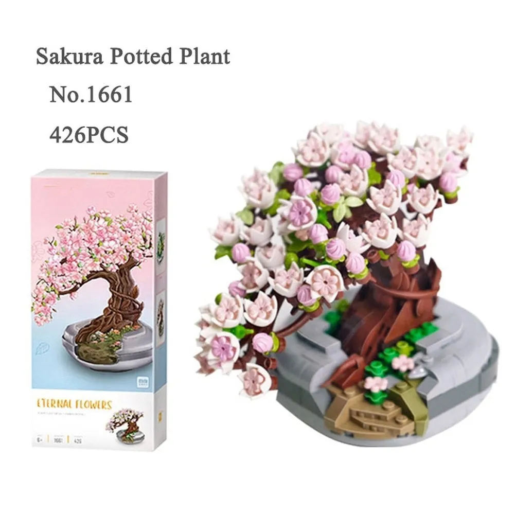 MOC NON  Building Blocks Bouquet 3D Flower Model &#39;s DIY Interactive Toys Home Decoration Plant Potted Plants for Kids Toy