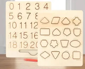 Montessori Double-Sided Number and Shapes Tracing Board - 324