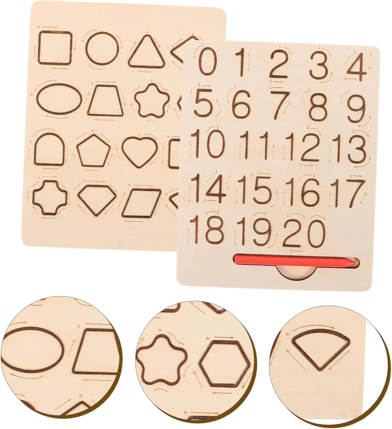 Montessori Double-Sided Number and Shapes Tracing Board - 324