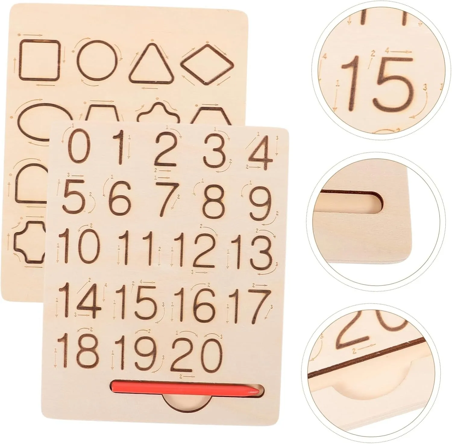 Montessori Double-Sided Number and Shapes Tracing Board - 324