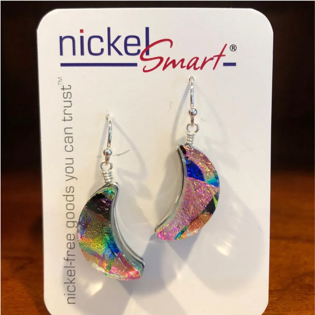 Moon Goddess Dichroic Glass Earrings by Nickel Smart®