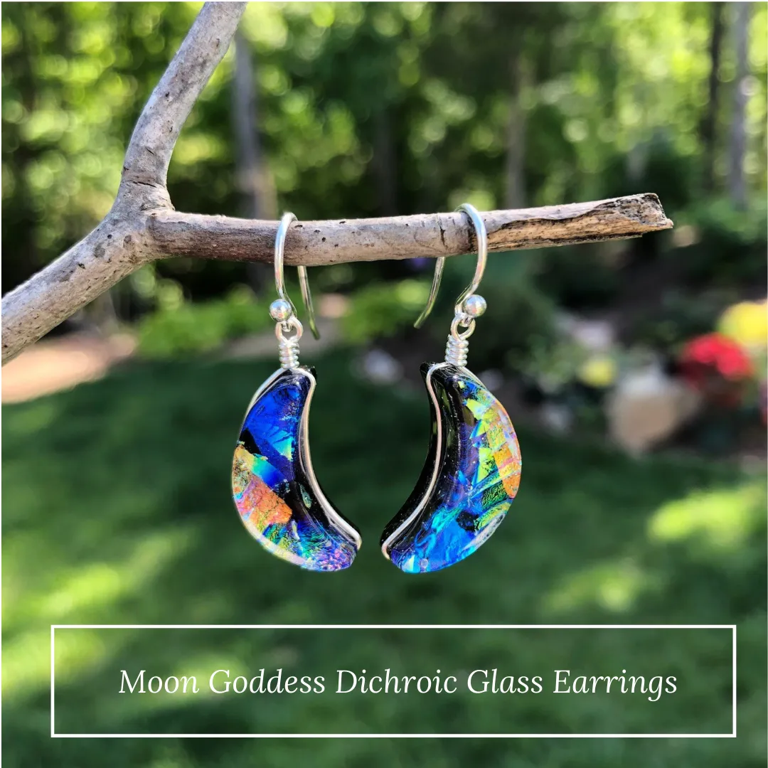 Moon Goddess Dichroic Glass Earrings by Nickel Smart®