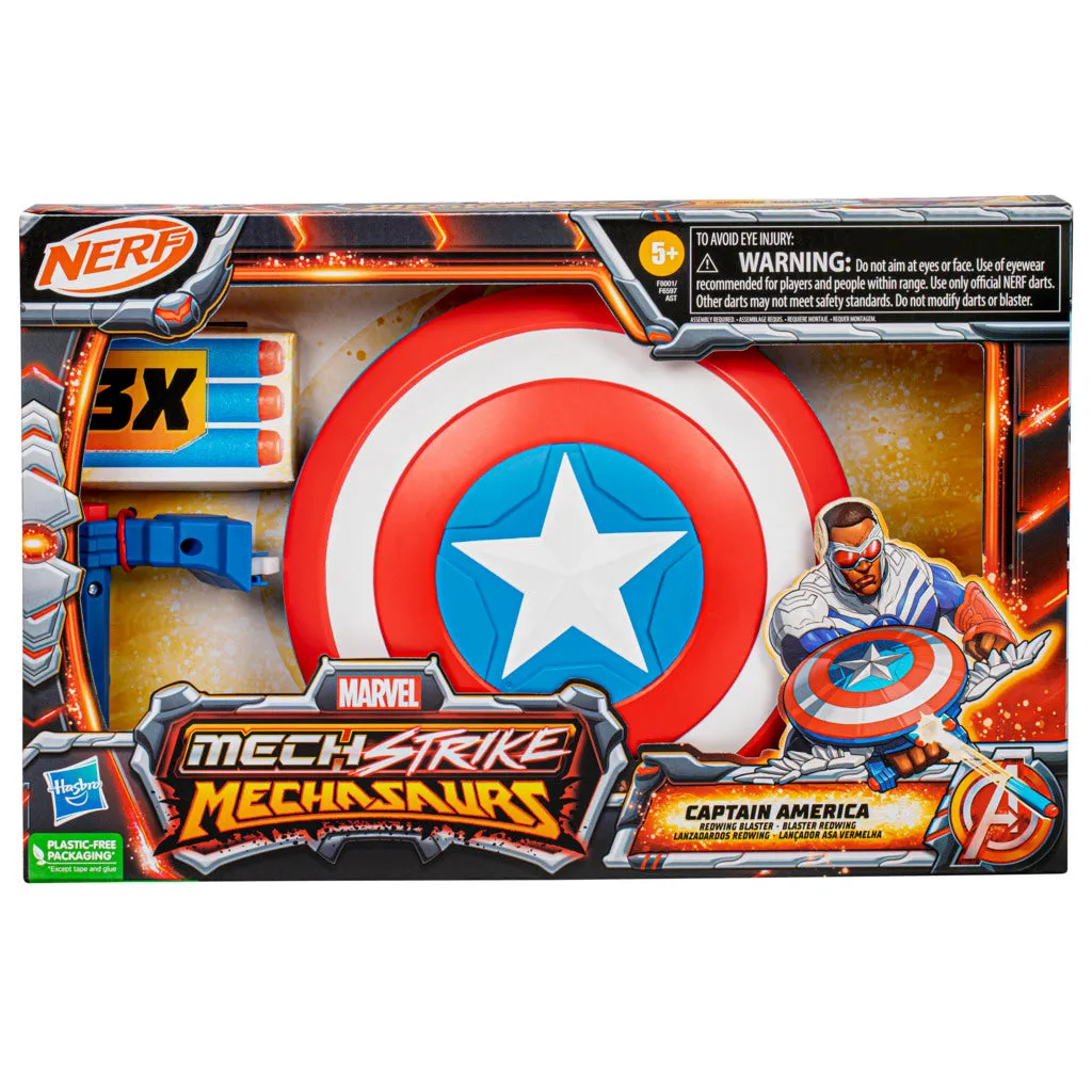 NERF Marvel Mech Strike Mechasaurs Captain America Redwing Blaster by Hasbro