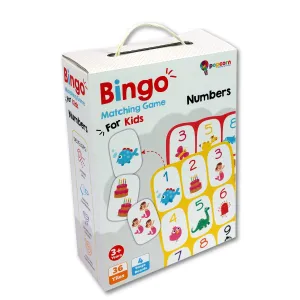 Popcorn Games & Puzzles Bingo Number Matching Game for 3  Kids |Improves Focus & Concentration, Vocbulary & Listening Skills with 36 Tiles & 4 Boards