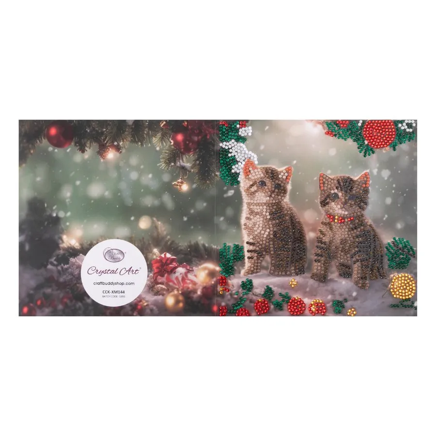 "Christmas Kittens" Crystal Art Card 18x18cm